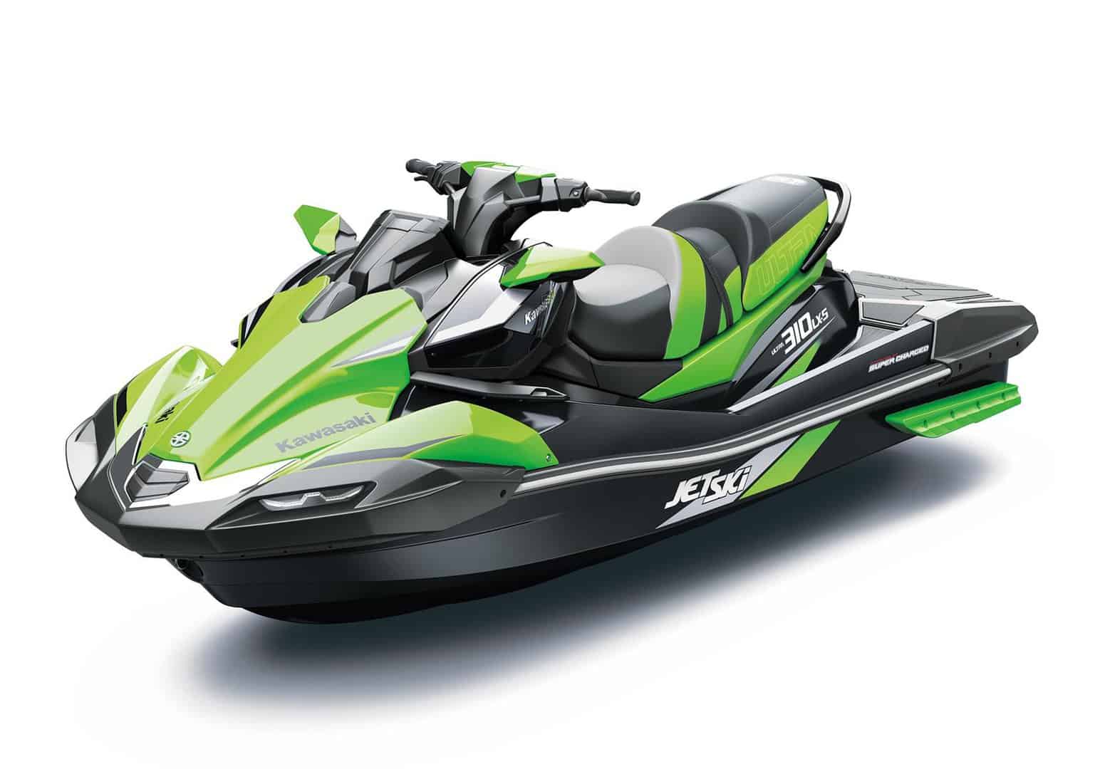 A sleek green and black Sea-Doo jet ski with sporty design.