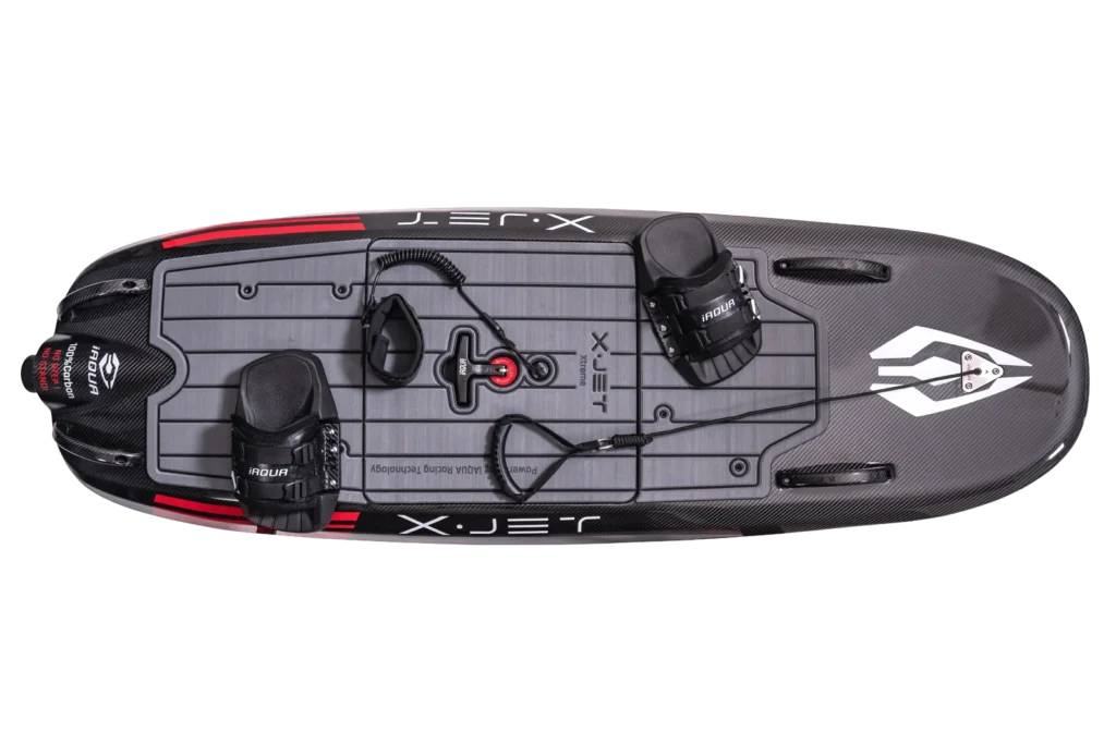 Fishing kayak with mounted rod holders and gear.