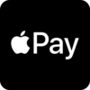 Apple Pay logo on black background.