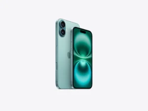A sleek green smartphone with dual cameras displayed from front and back.