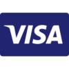 Visa logo with white text on a blue background.