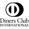 Diners Club International logo featuring a stylized black and white emblem.