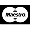 Black and white Maestro logo with interlocking circles.